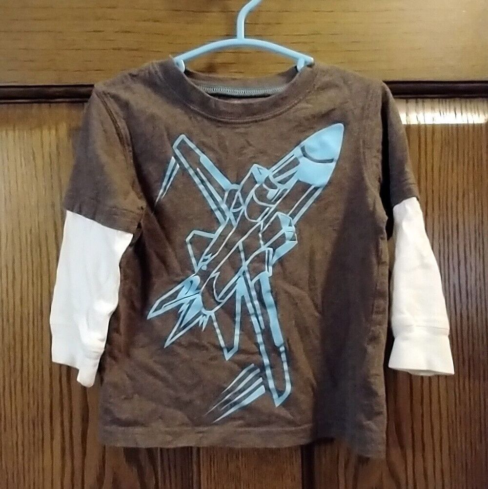 18m Carters Fighter Jet Plane Double Sleeve Toddler Long Sleeve Tee Shirt